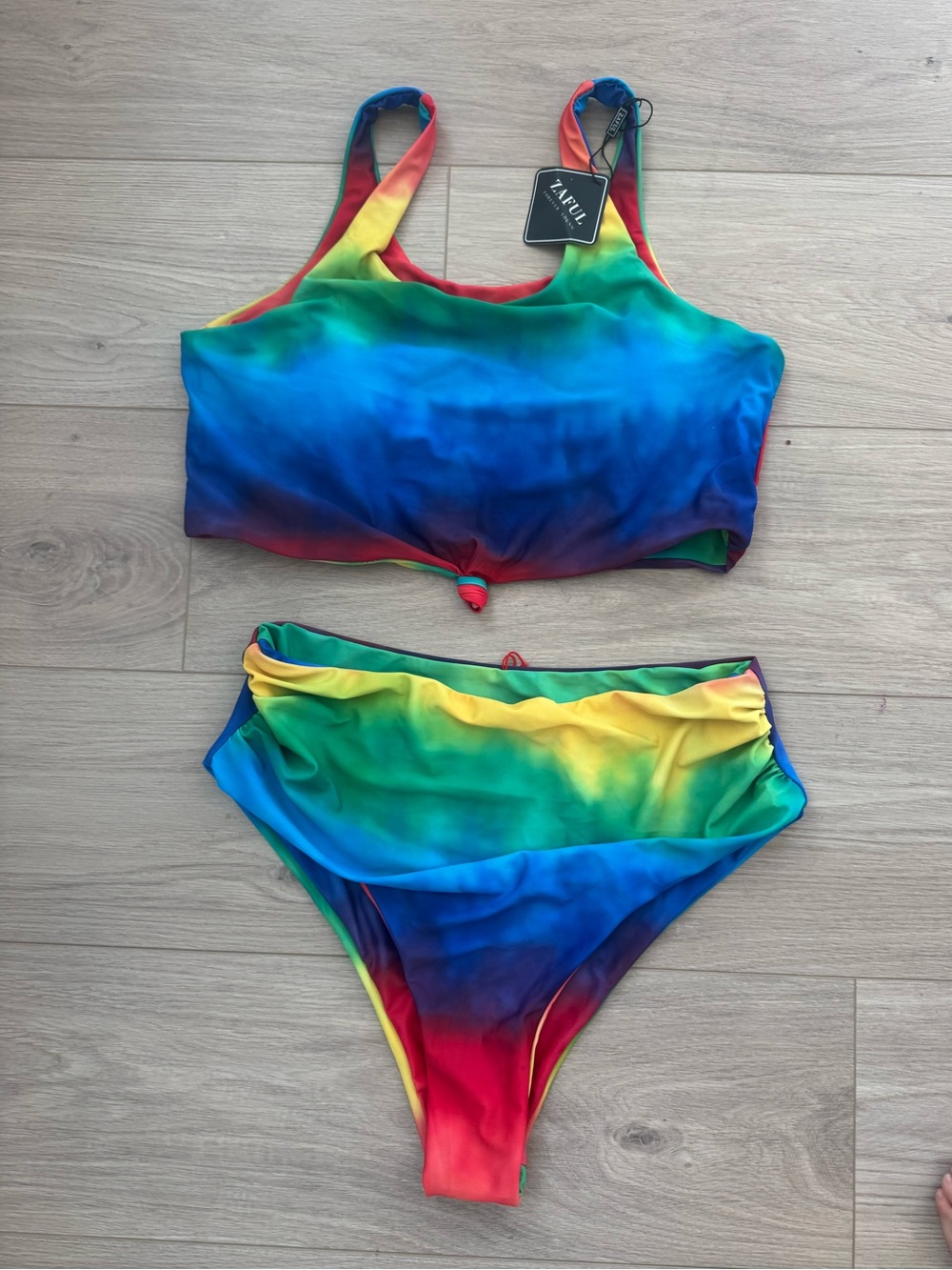 Zaful Rainbow Gradient Bikini Set - Blue Green Yellow Red